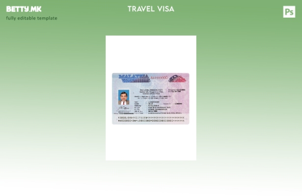 Шаблон за патна виза за Малезија во модерен стил